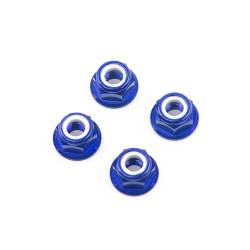 M5 Blue Aluminum Flange Lock Nut (set of 4)