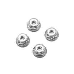 M5 Silver Aluminum Flange Lock Nut (set of 4)