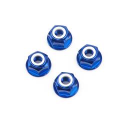 M6 Blue Aluminum Flange Lock Nut (set of 4)