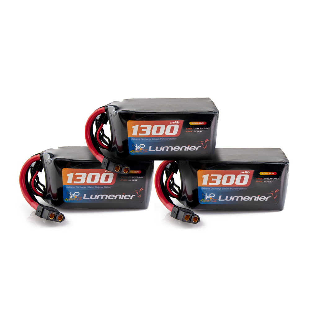 Lumenier N2O Feather-Lite 1300mAh 6S 150c LiPo Battery (XT-60) - 3 Pack  Bundle
