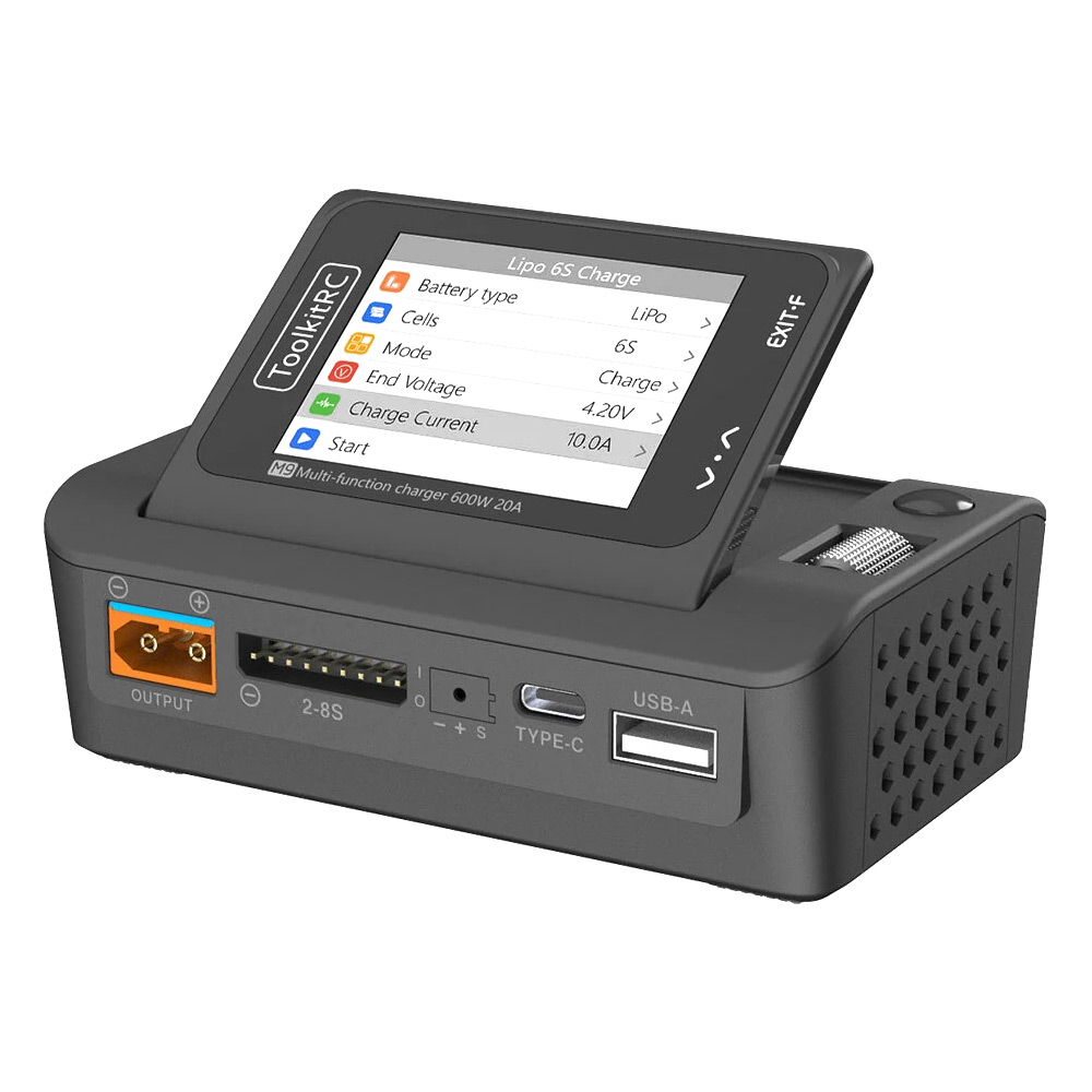 ToolkitRC M9 600W 20A 1-8S Multi-Function DC Smart Balance Charger w/ Voice  Alerts