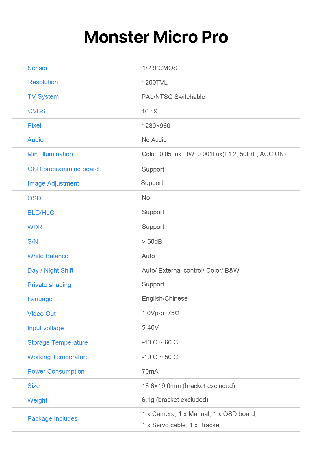 Foxeer Monster Micro Pro 1200TVL 16:9 FPV Camera -DJI Shop 20180408051322 65467
