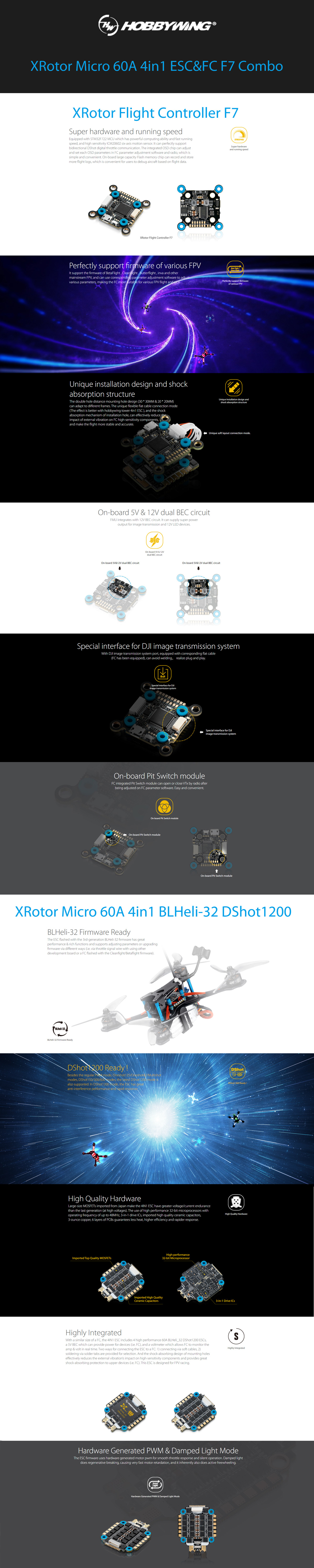 Hobbywing XRotor Combo: F7 FC + 60A BLHeli_32 ESC