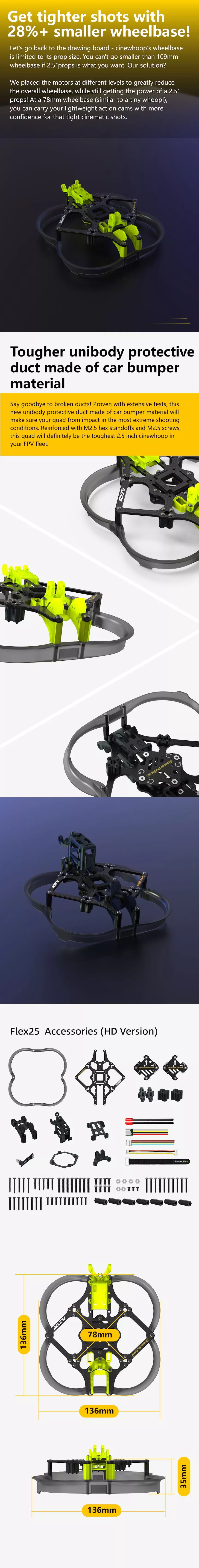 SpeedyBee Flex25 2.5" Cinewhoop Frame Kit - HD 8 SpeedyBee Flex25 2.5 Inch Cinewhoop Frame Kit HD Infographic