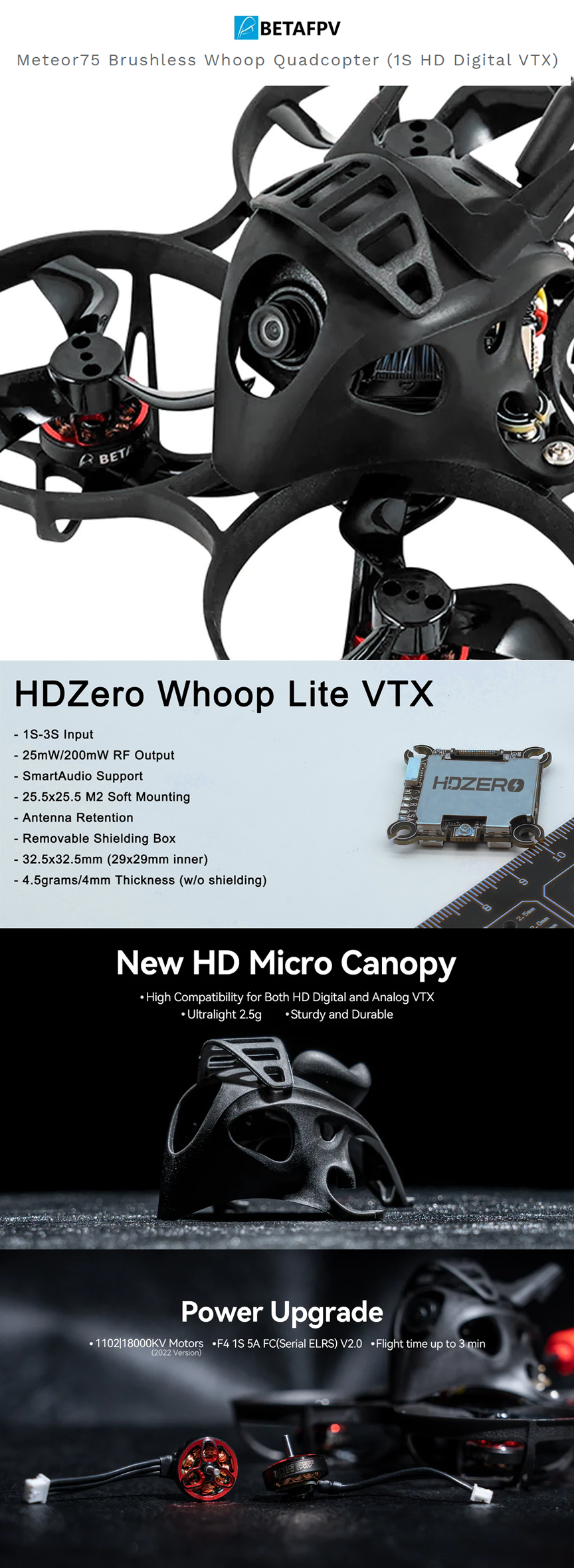 BetaFPV Meteor75 1S Brushless Whoop HD with HDZero