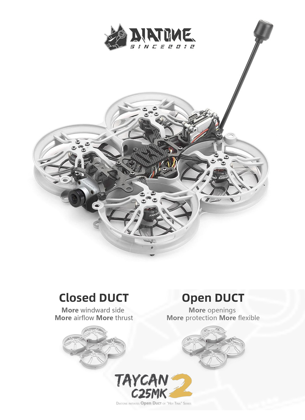 Diatone Taycan C25 MK2 2.5" CineWhoop HD W/ Caddx Vista DJI System - 4S -DJI Shop Diatone Taycan C25 MK2 2.5 CineWoop HD w Caddx Vista DJI System 4S Graphic 3