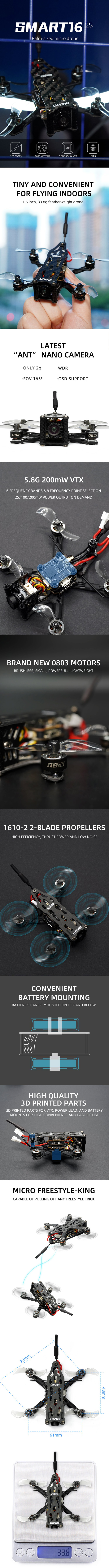 GEPRC SMART 16 1.6" Nano Freestyle Drone Analog W/ Caddx Ant -DJI Shop GEPRC SMART 16 Analog 1.6 Micro Freestyle Drone w Caddx Ant Info