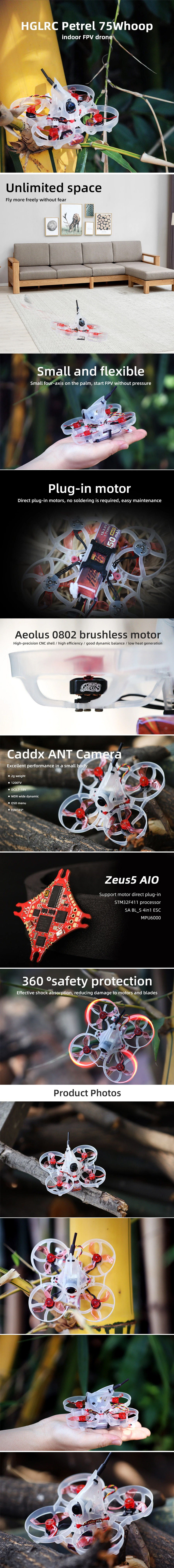 HGLRC Petrel 75 2S Quadcopter W/ Caddx Ant FPV Camera 8 HGLRC Petrel 75 2S Quadcopter W/ Caddx Ant FPV Camera -DJI Shop HGLRC Petrel 75 Tiny Whoop 2S Quadcopter w Caddx Ant FPV Camera Infographic
