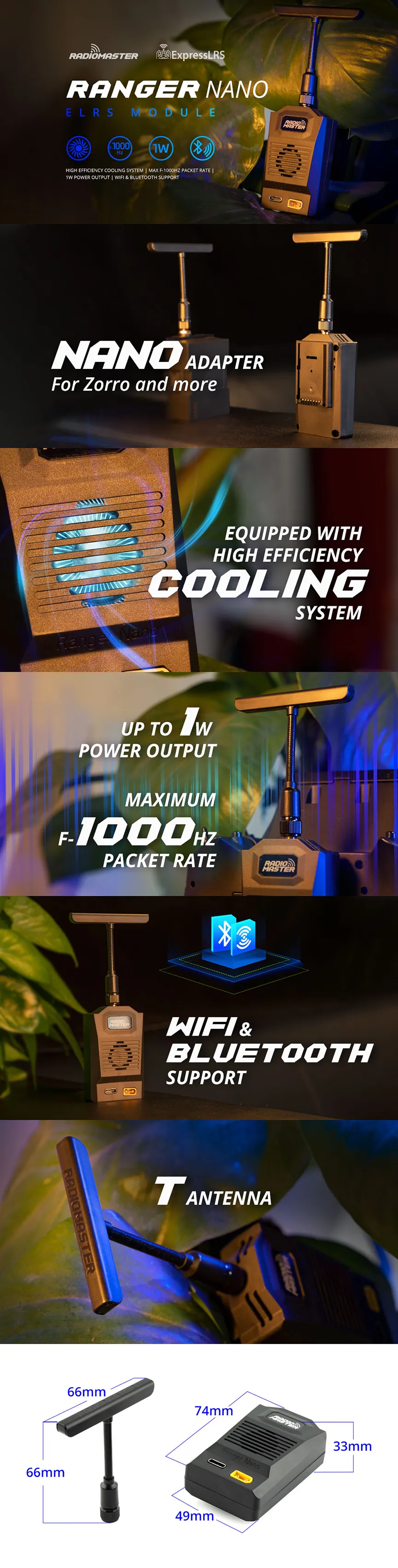 RadioMaster Ranger Nano 2.4GHz ELRS Module Infographic Robotonbd