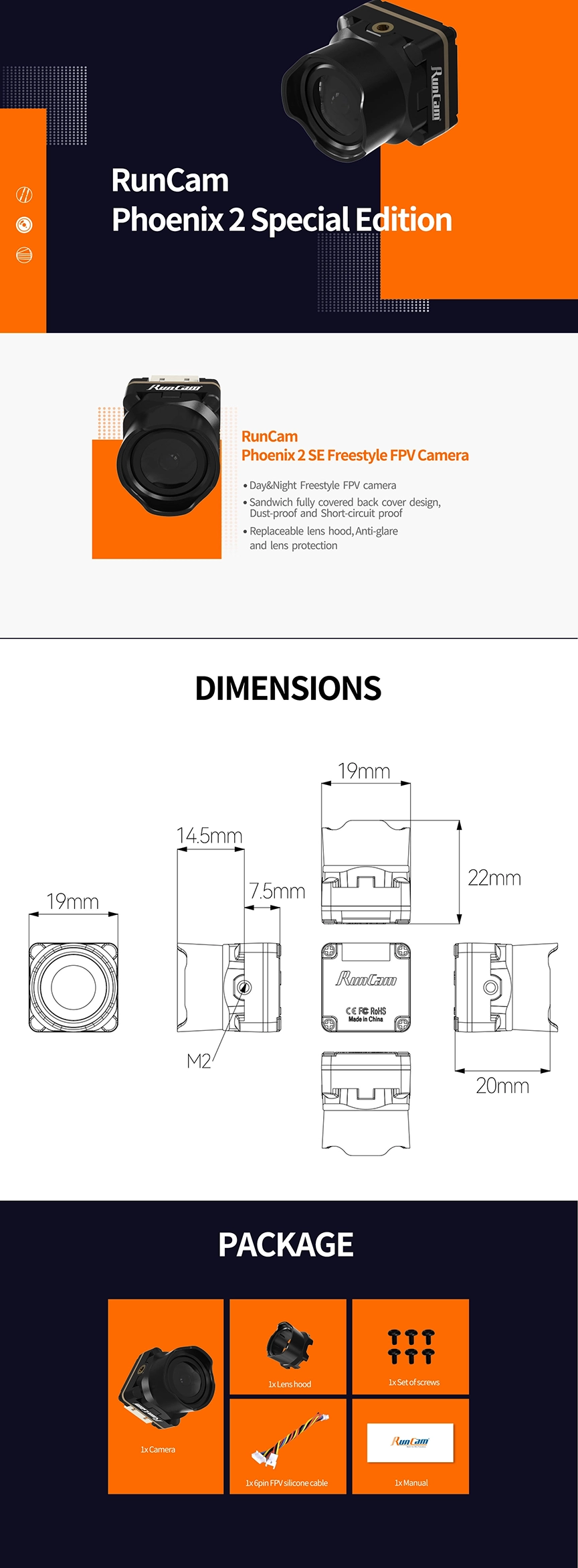 RunCam Phoenix 2 FPV Camera - Special Edition Infographic