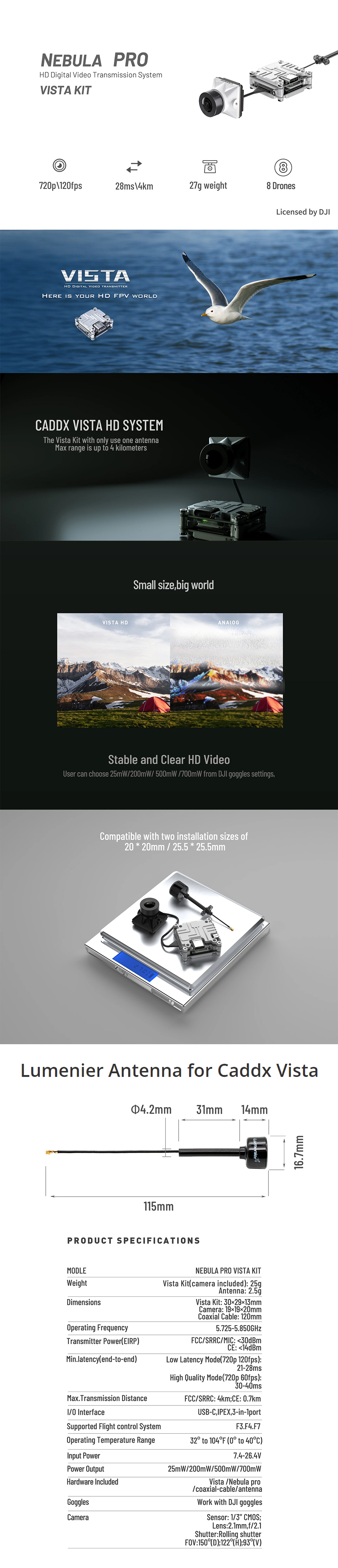 Caddx Nebula Pro Vista Kit W/ Special Edition Lumenier AXII 2 Antenna -DJI Shop Caddx Nebula Pro Vista Kit w Special Edition Lumenier AXII 2 Antenna Black iNFO