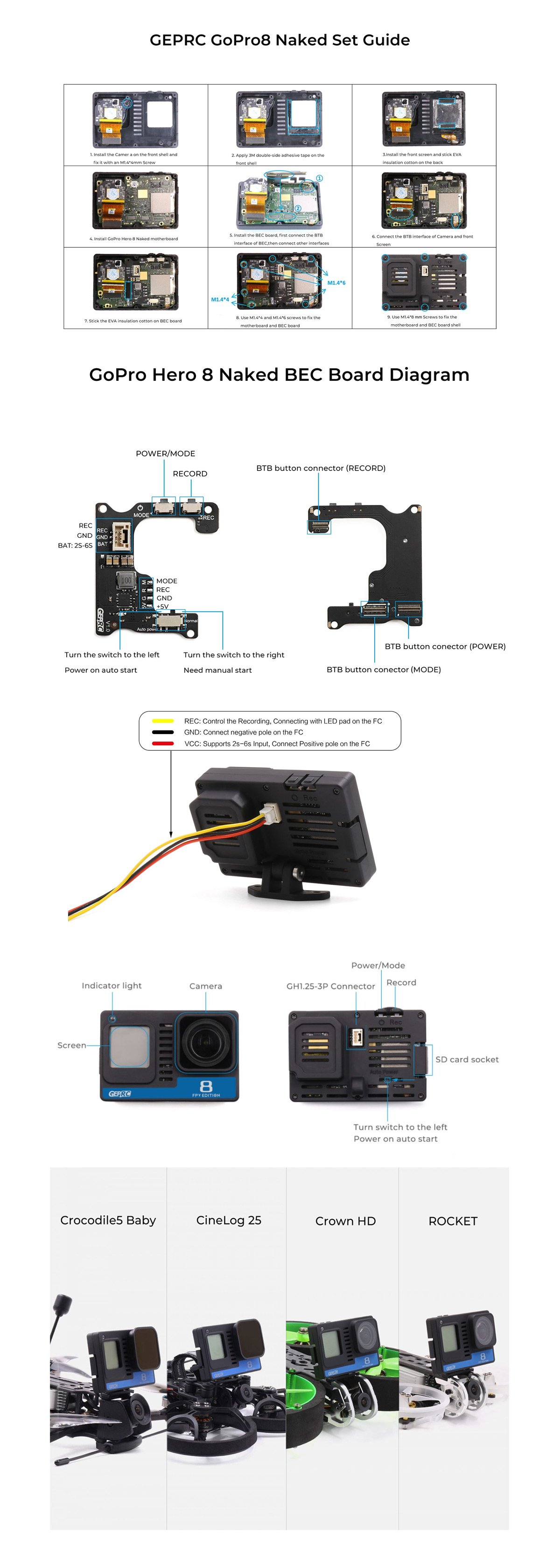 一部予約販売】 GEPRC Naked GoPro Hero 8 FPVドローン用