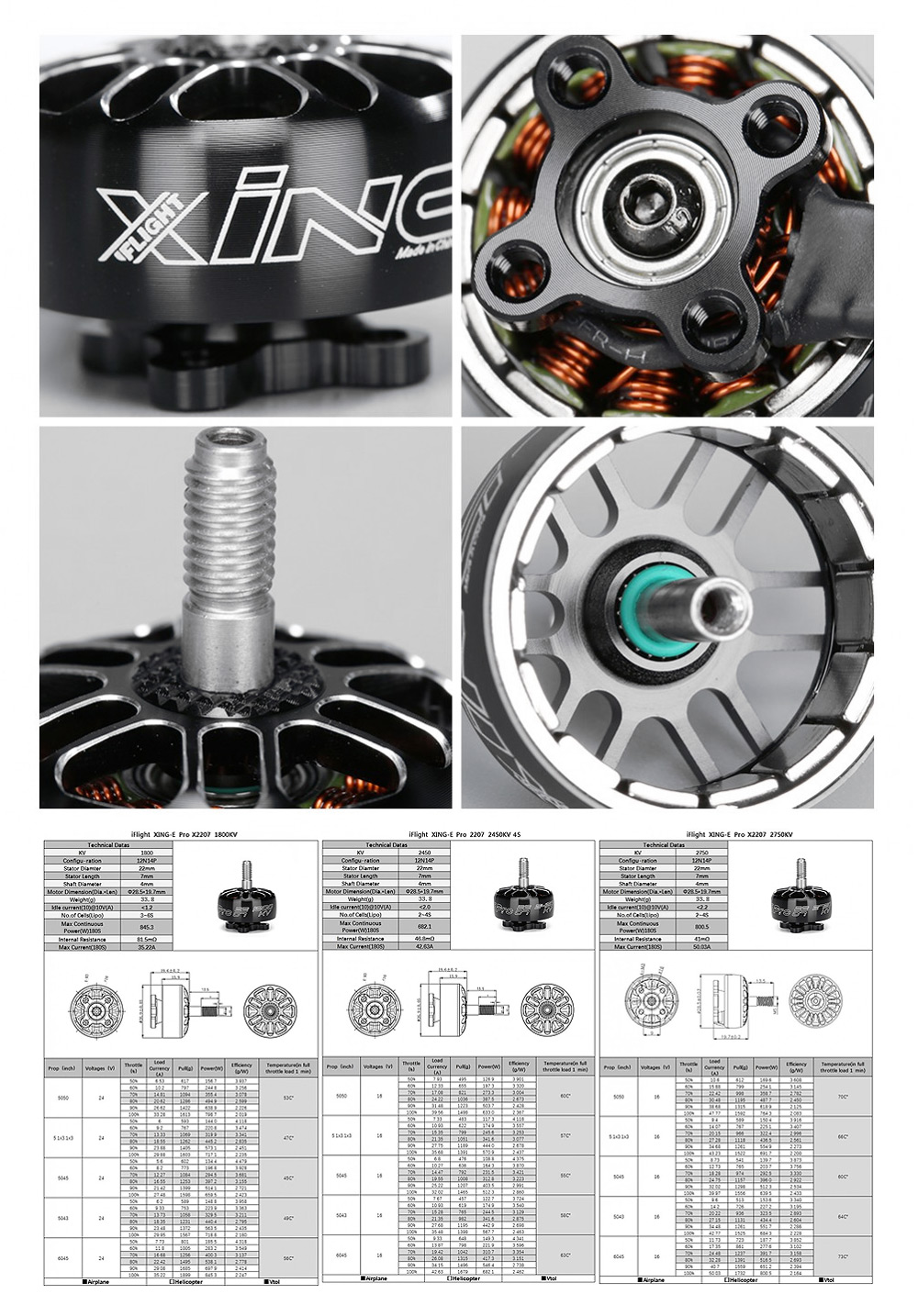 iFlight XING E Pro 2207 Motor 1pc 1800KV2450KV2750KV Infographic Robotonbd