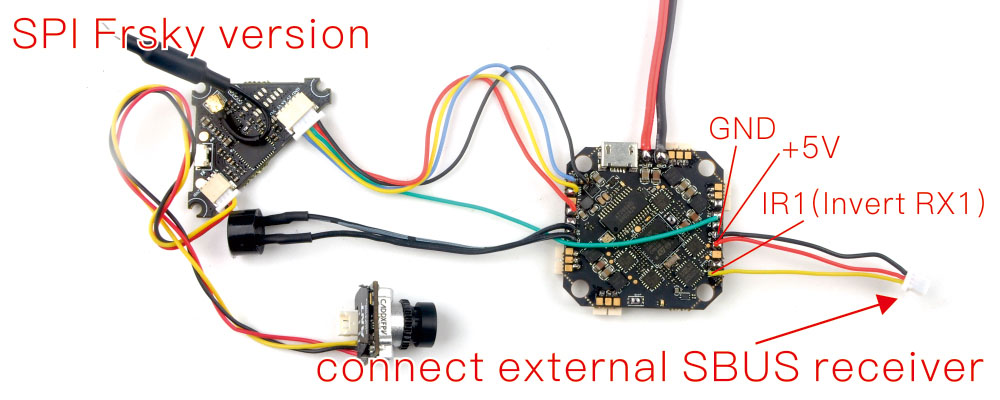 Happymodel Crazybee F4 V3.1 2-4S 4-in-1 12A AIO Flight Controller - SPI Frsky -DJI Shop SPI Frsky version with external receiver wire