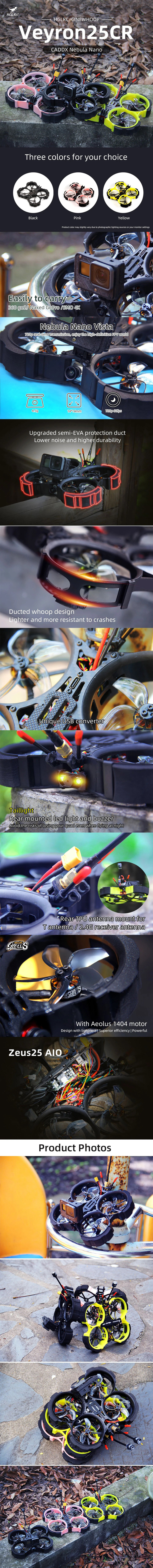 HGLRC Veyron25CR 2.5" HD CineWhoop BNF W/ Caddx Polar Micro Vista - 4S -DJI Shop HGLRC Veyron25CR HD is a 2.5 22 CineWhoop description