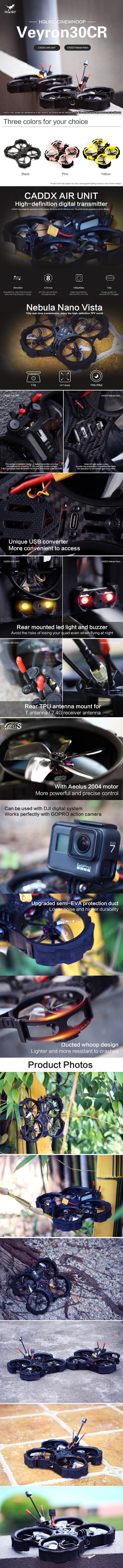 HGLRC Veyron30CR 3" 4S/6S HD CineWhoop BNF W/ Caddx Polar Vista Digital HD System -DJI Shop HGLRC Veyron30CR cinewhoop bnf