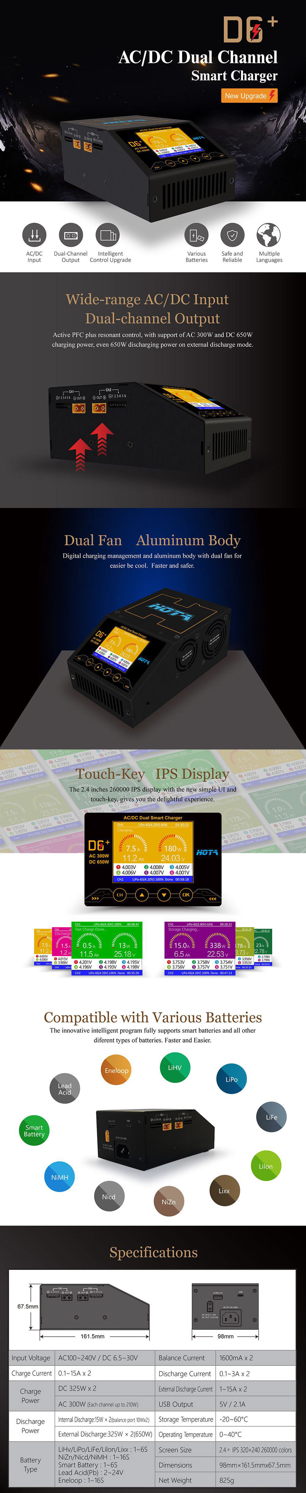 HOTA D6+ 300W AC/DC Charger/Discharger