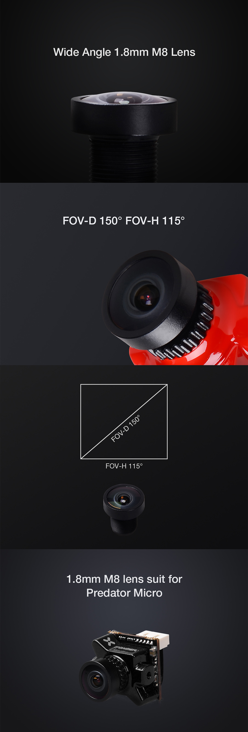 Foxeer Predator Micro Wide Angle 1.8mm M8 Lens
